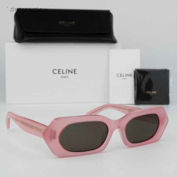 BRAND NEW Celine CL40243I 72J Shiny Opal Pink BrownRectangle Women Sunglasses
